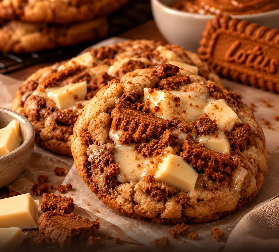 Galleta gourmet de Lotus con chocolate blanco